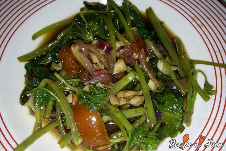 Adobong Kangkong recipe with water spinach