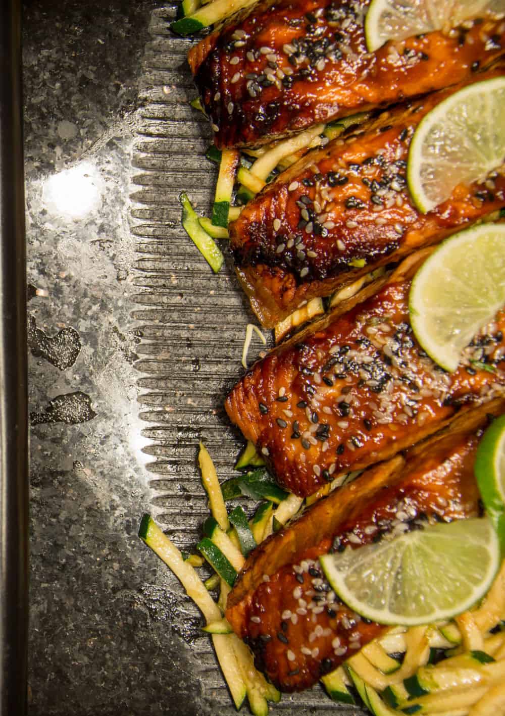 Nice brown sugar and sesame glazed salmon