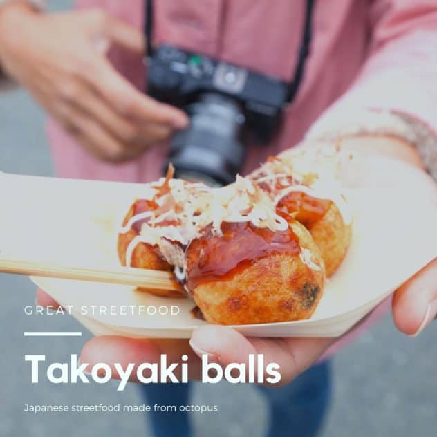 Takoyaki-peli-Siapan-stryd bwyd
