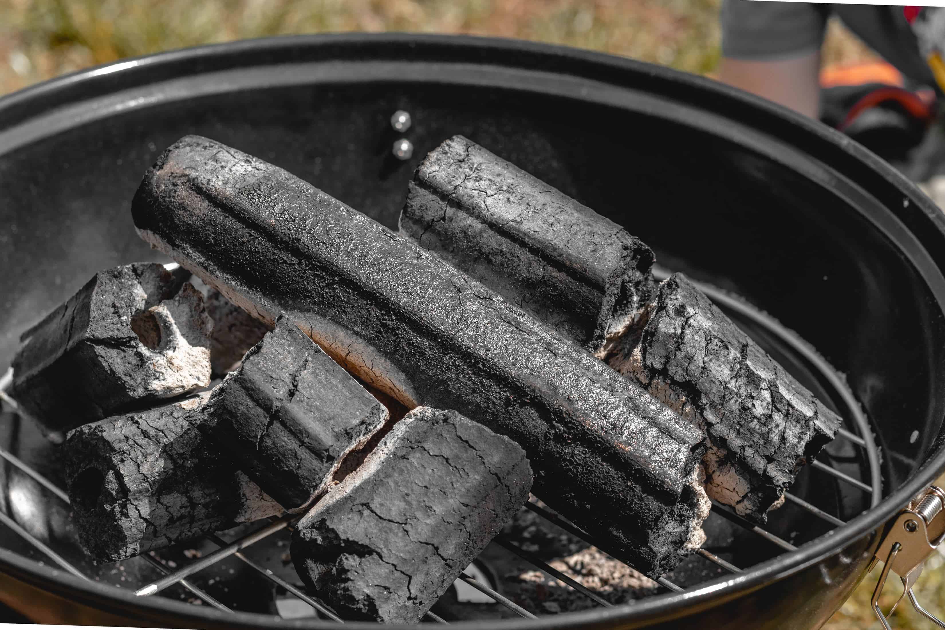 charcoals inside the bbq smoker