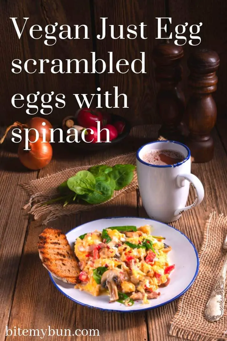 vegan just egg scrambled eggs with spinach