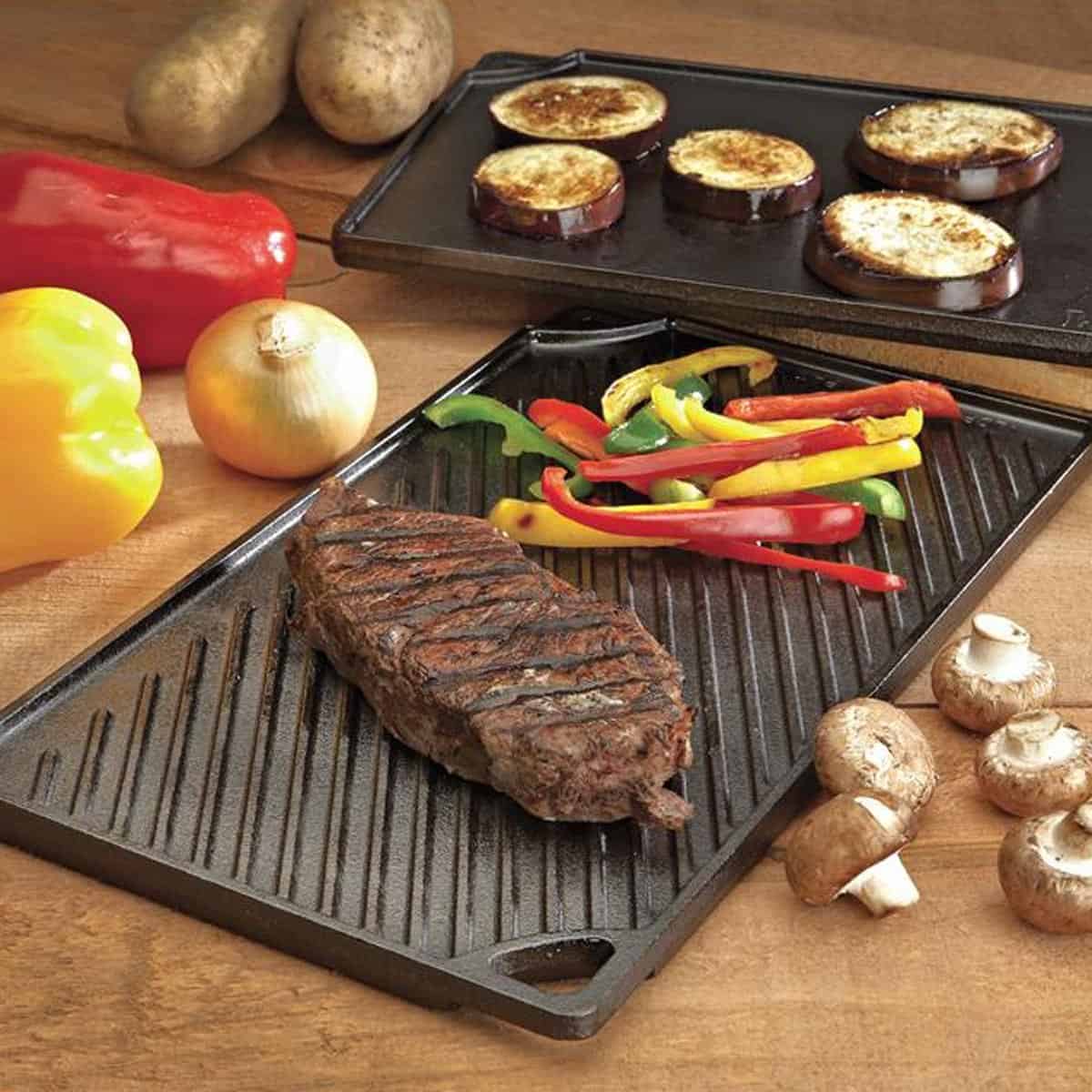 Lodge cast iron e khathollang ea griddle poleiti