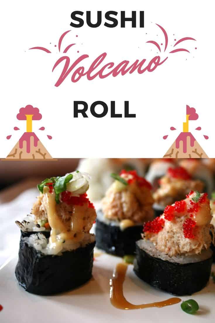 Rollo de sushi volcán