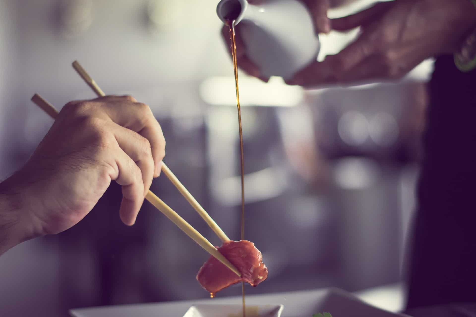 sushi with japanese fish sauce