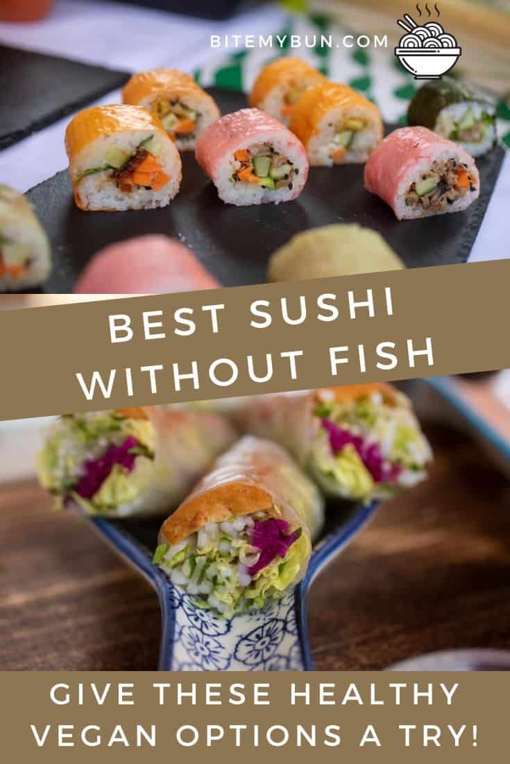 Vegansk sushi utan fisk på en tallrik