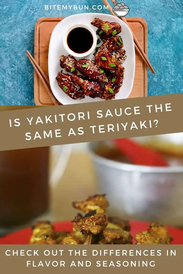 En tallrik yakitori och en teriyaki med olika såser