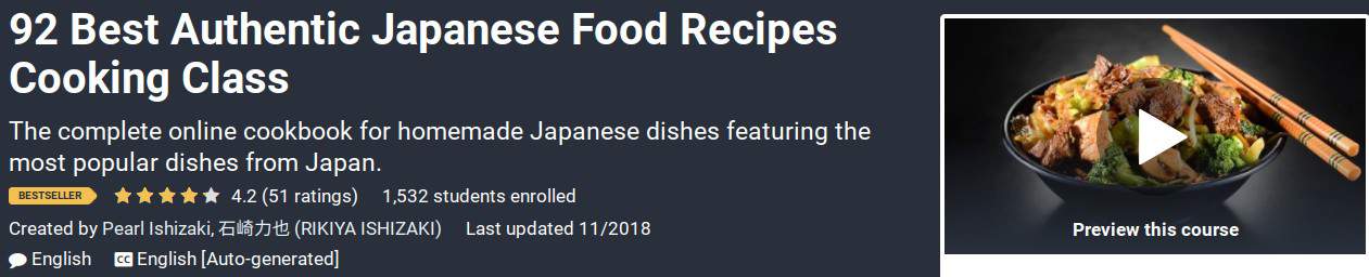 Udemy authentic Japanese cooking course