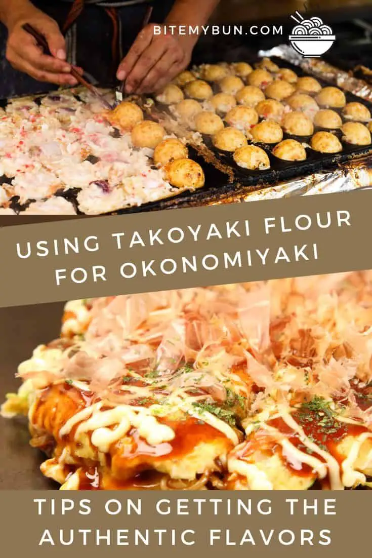 Usando harina de takoyaki para okonomiyaki y sabores