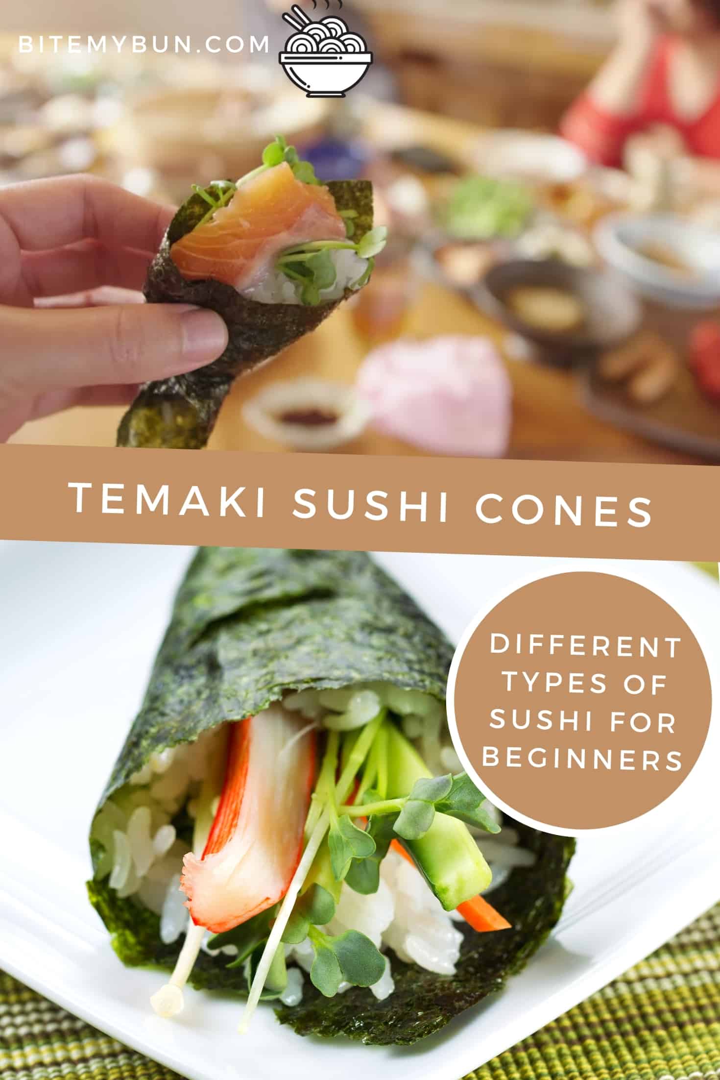 Cones de sushi temaki