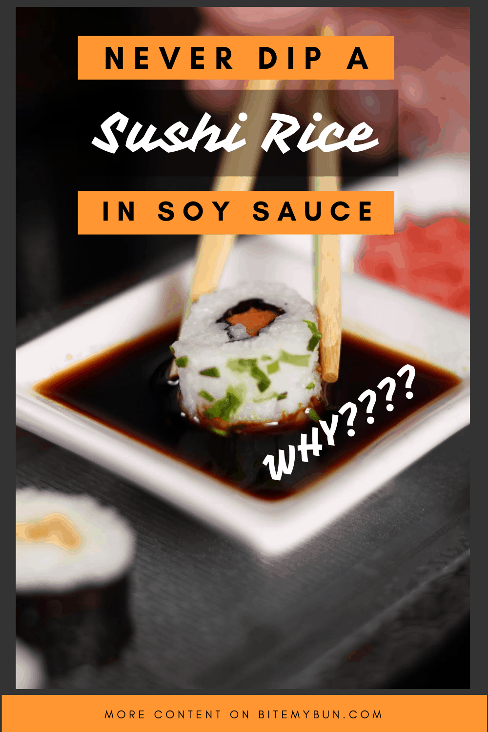 Arroz de sushi em molho de soja