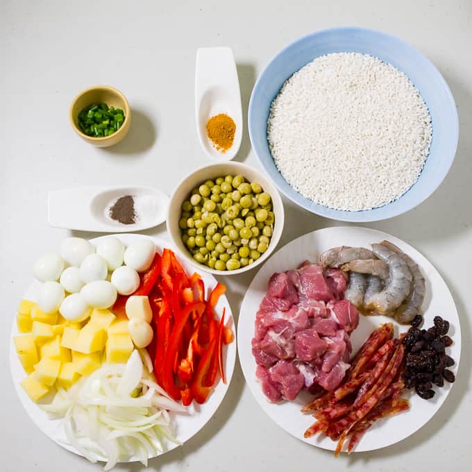 Ingrediënten van Arroz Valenciana