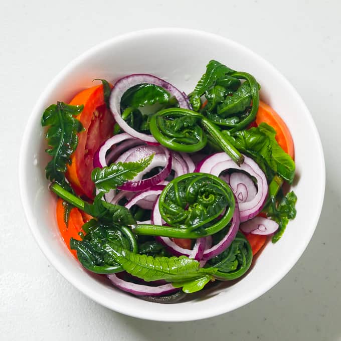 Bowl of Filipino Pako Salad