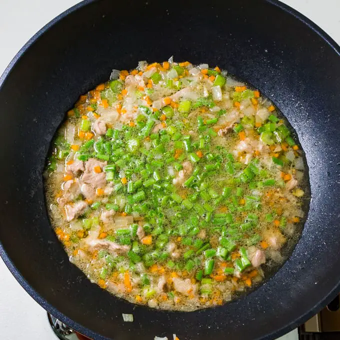 Celery onion and garlic with soy sauce