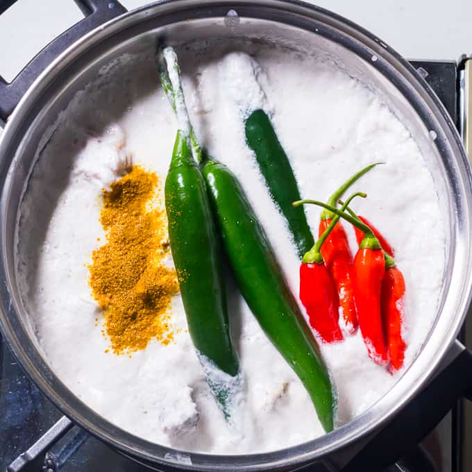 Hot peppers in coconut milk