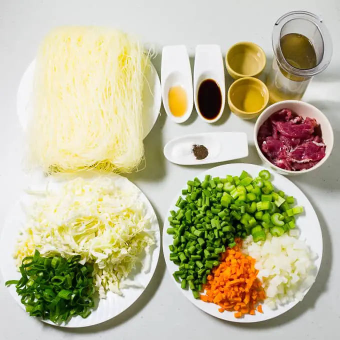 Ingrediënten van Pancit Bihon