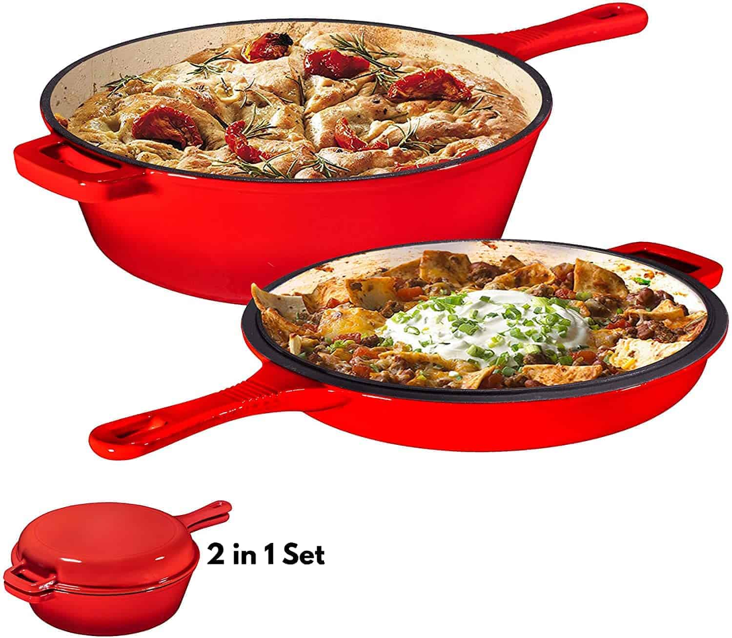 Molemo ka ho Fetisisa oa Enamel Cast Iron Pan: Bruntmor 2 ho 1