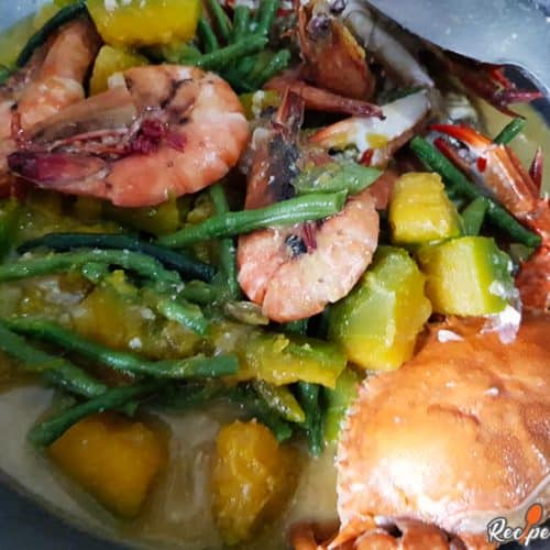 Ginataang Hipon, Sitaw en la receta de Kalabasa