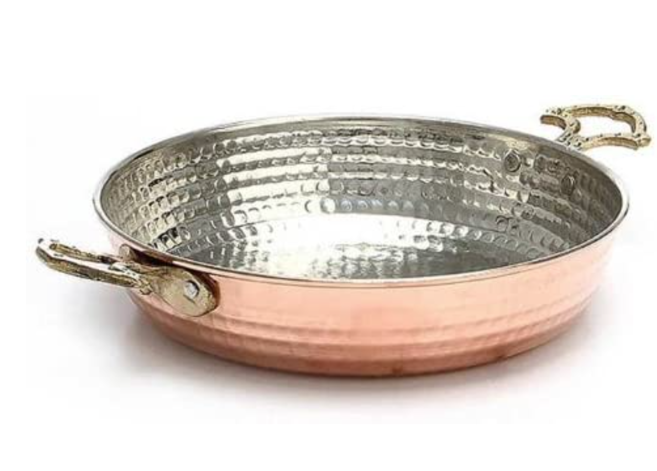 Turkey Copper Pan yokhala ndi Brass Handles