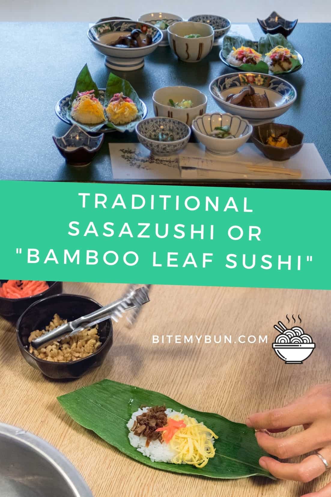tradicional Sasazushi o "sushi de hoja de bambú"
