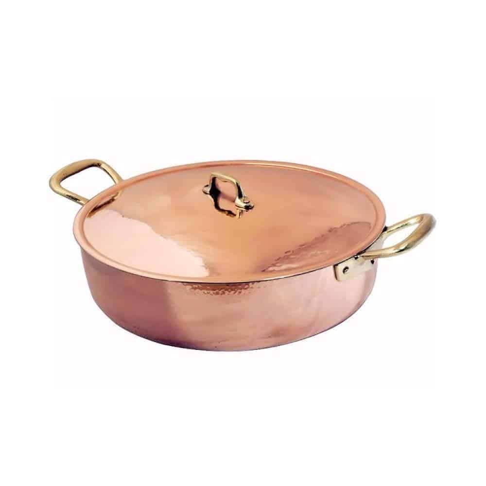 Dysgl Casserole Copr Llinyn Tin Gorau: Bottega del Rame 3 1/4 Quarts