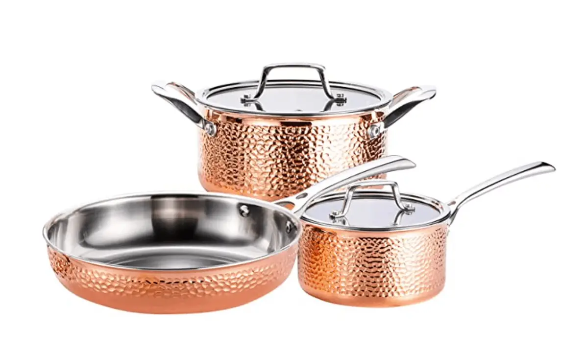 BEHUGE Copper Hammered Cookware Set