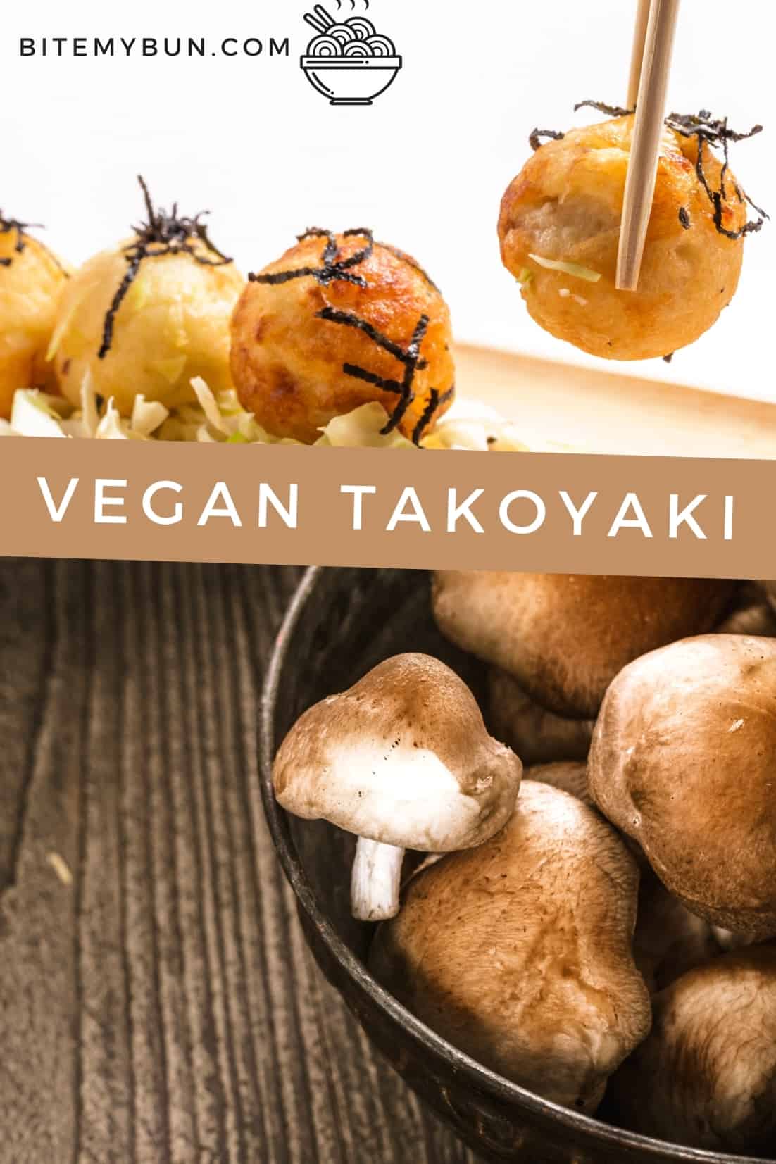 Vegan takoyaki com shiitake