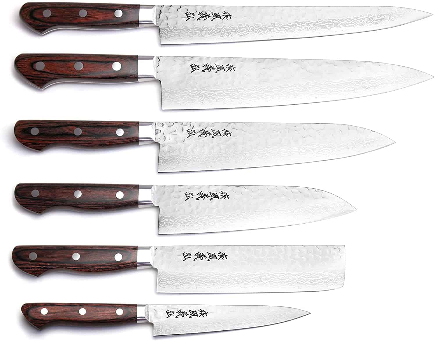 Set pisau sushi profesional terbaik: YOSHIHIRO Hammered Damsyik