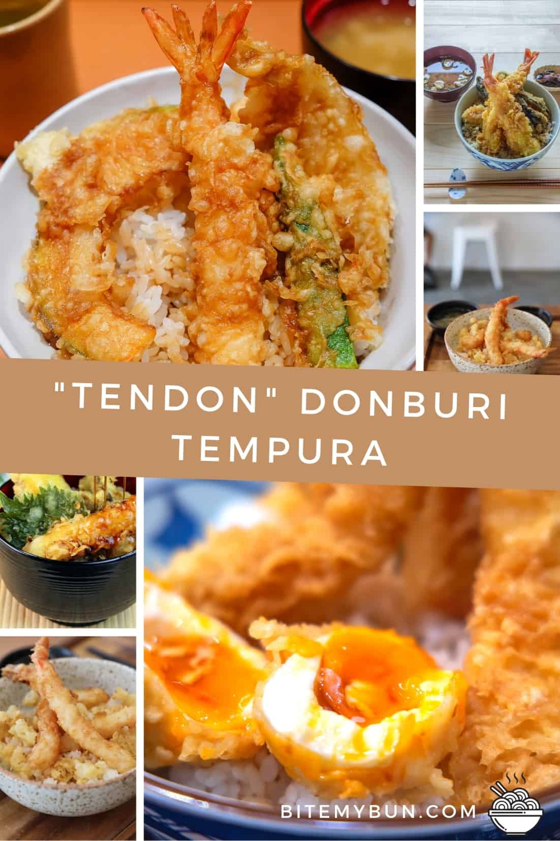 Cuencos de camarones tempura de tendón