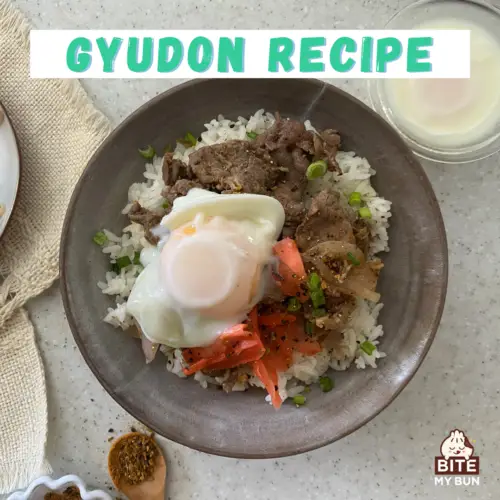 Gyudon recipe | Try this yummy & satisfying Japanese beef Donburi bowl recipe pin