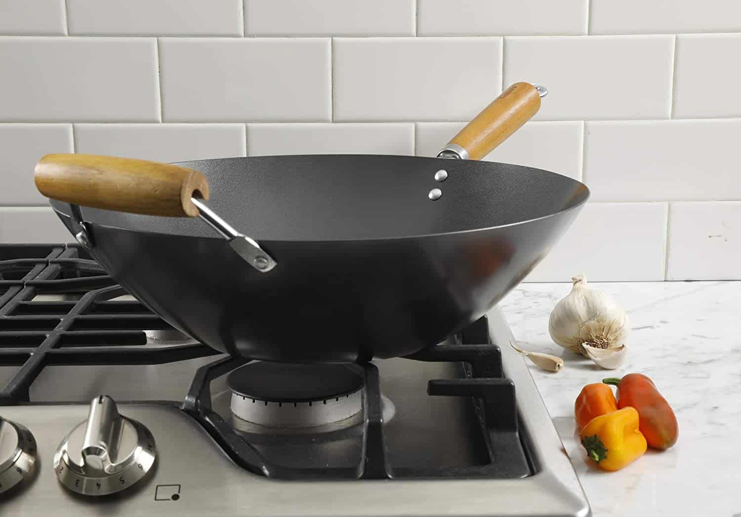 Melhor wok de aço carbono para iniciantes e melhor geral - Kenmore Flat Bottom