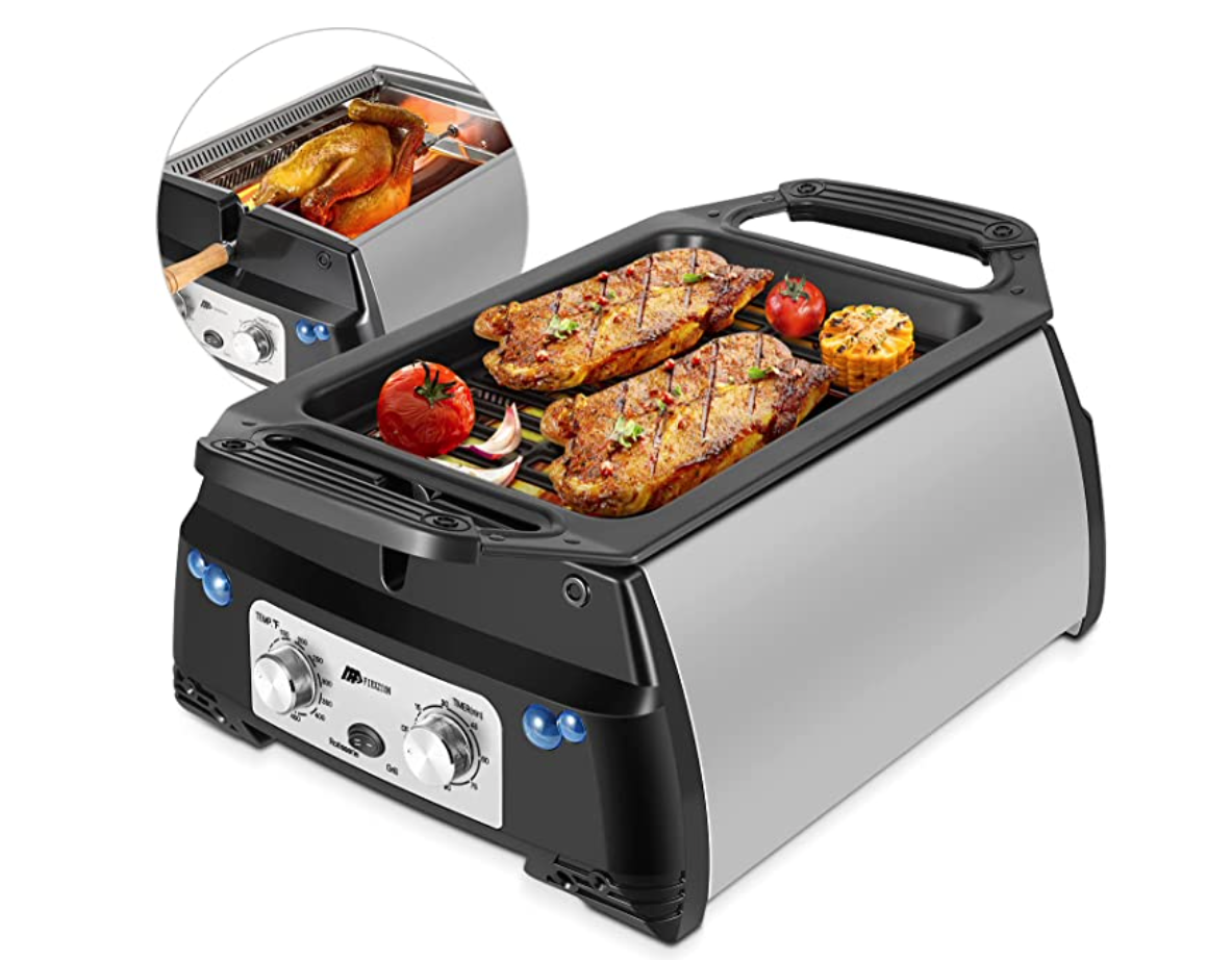 Flexzion Infrared Smokeless Sab Hauv Tsev Grill