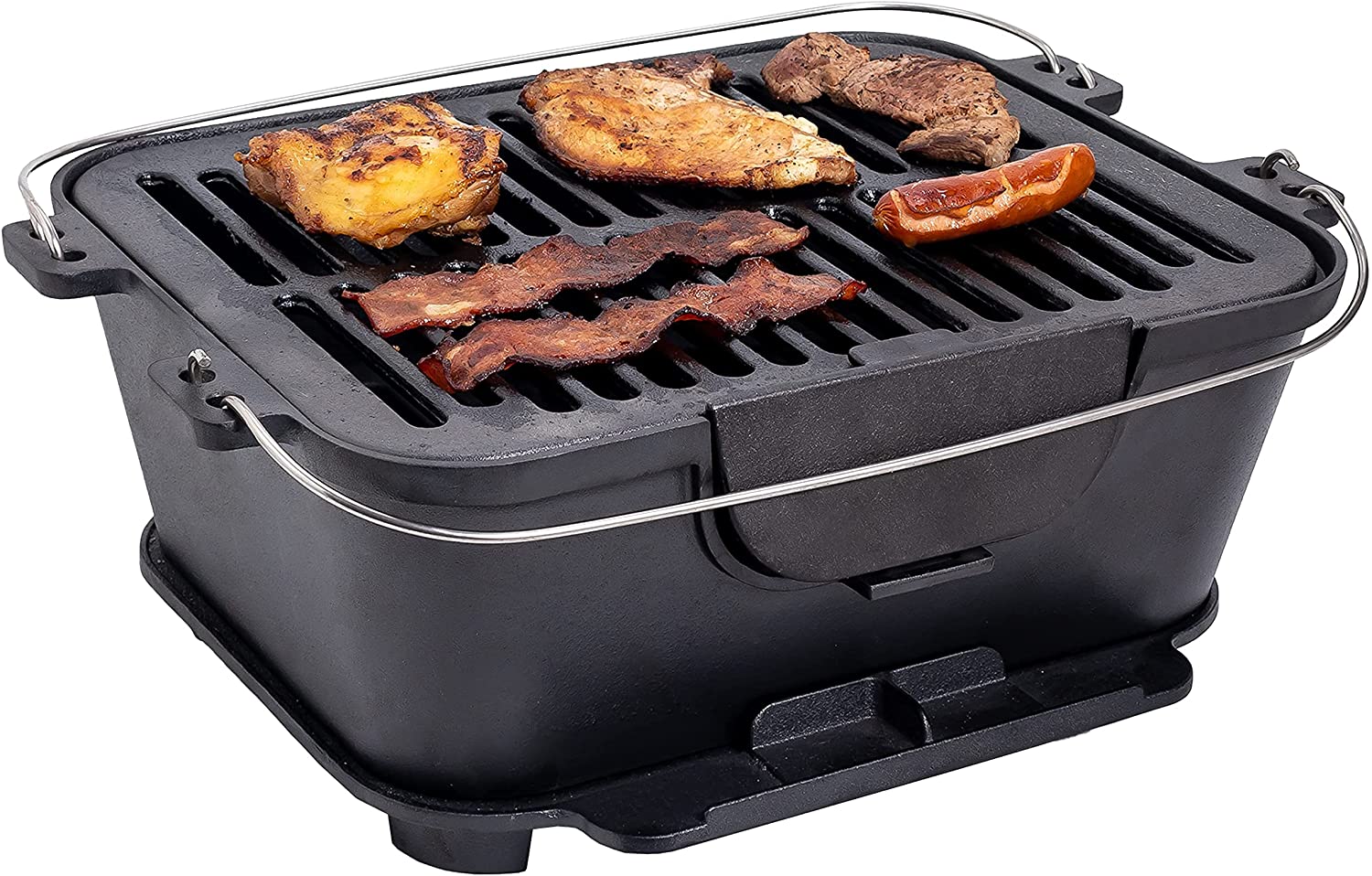 Melhor para acampar e cozinhar ao ar livre - Bruntmor Pre-Seasoned Hibachi-Style Grill