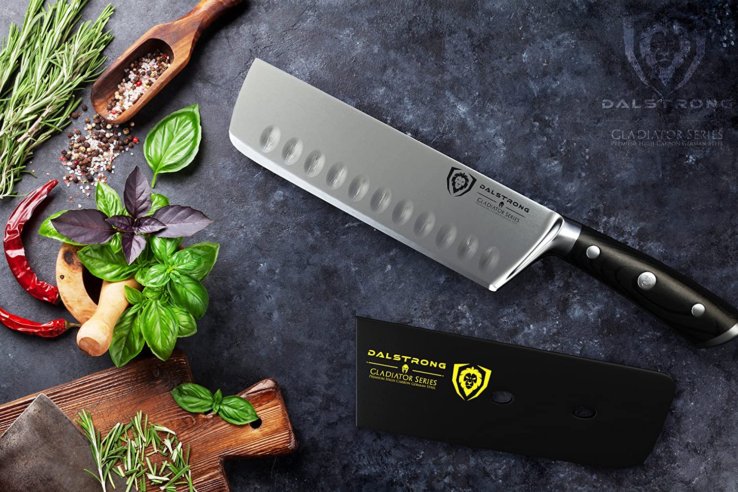 Best overall nakiri Japanese vegetable knife- DALSTRONG 7 Gladiator Series in kitchen