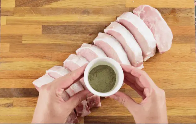 Tenderize each pork cutlet, then season with salt and pepper.