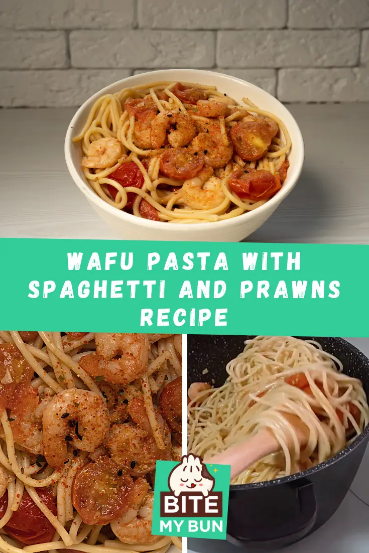Wafu pasta recipe with spaghetti and prawns- PERFECT umami mix to pin