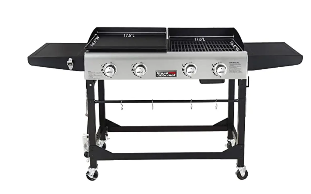Royal Gourmet GD401C 4 燃燒器便攜式丙烷平頂燃氣烤架和烤盤組合