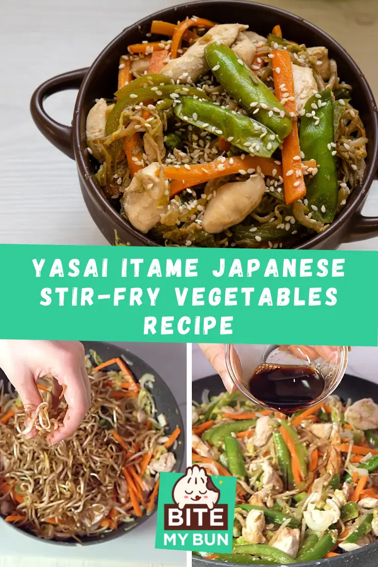 Yasai Itame con tarjeta de receta de pollo