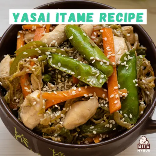 Yasai Itame with chicken recipe pin