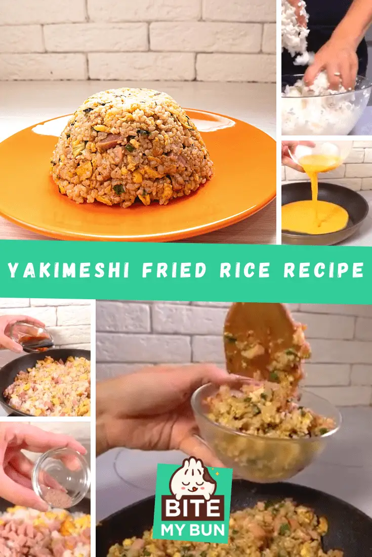 Característica de la receta de arroz yakimeshi frito japonés