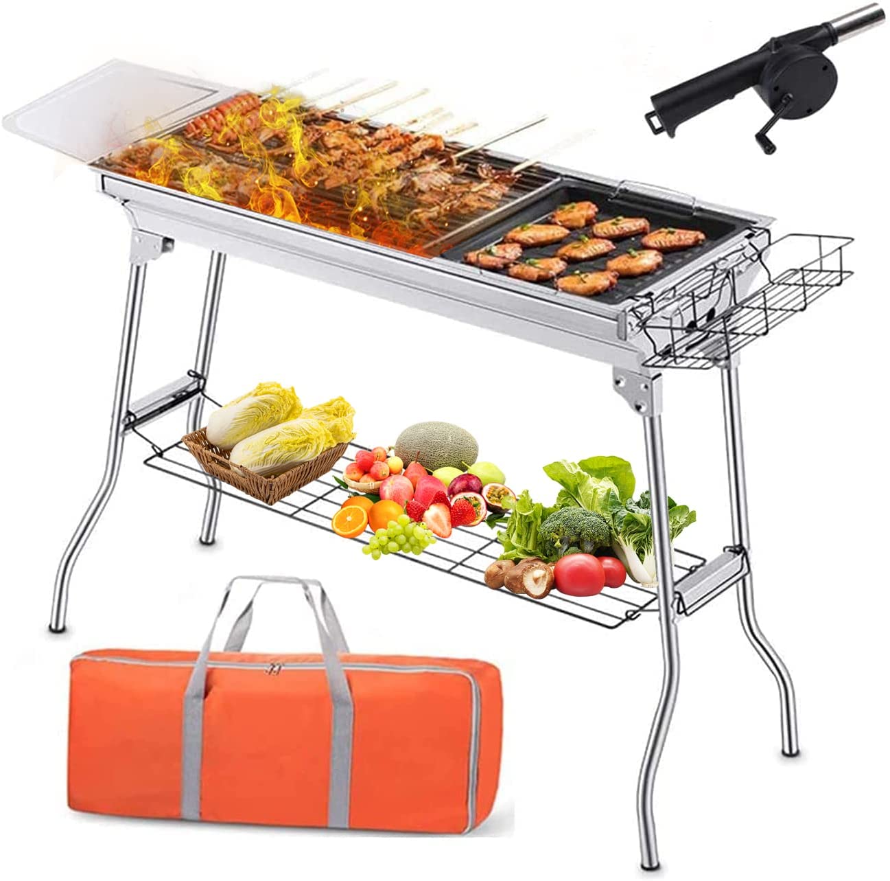 Melhor grelhador a carvão yakitori portátil grande para atividades ao ar livre e camping: Fanousy Grill BBQ