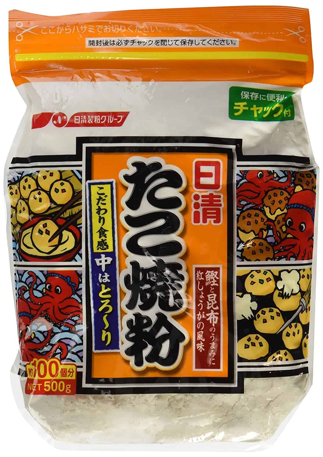 Motsoako oa pele oa takoyaki batter- Powder ea Nissin Takoyaki 500g