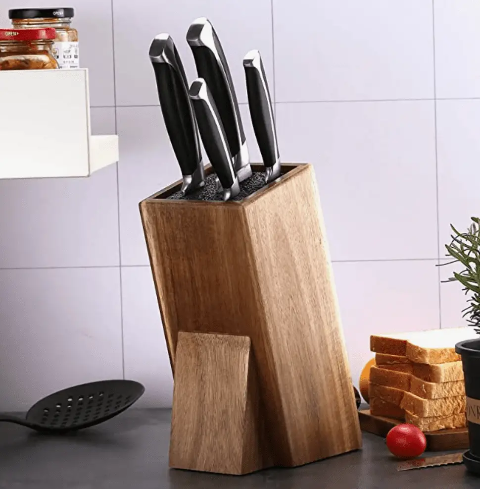 Soporte universal para cuchillos de madera de acacia, soporte para cuchillos