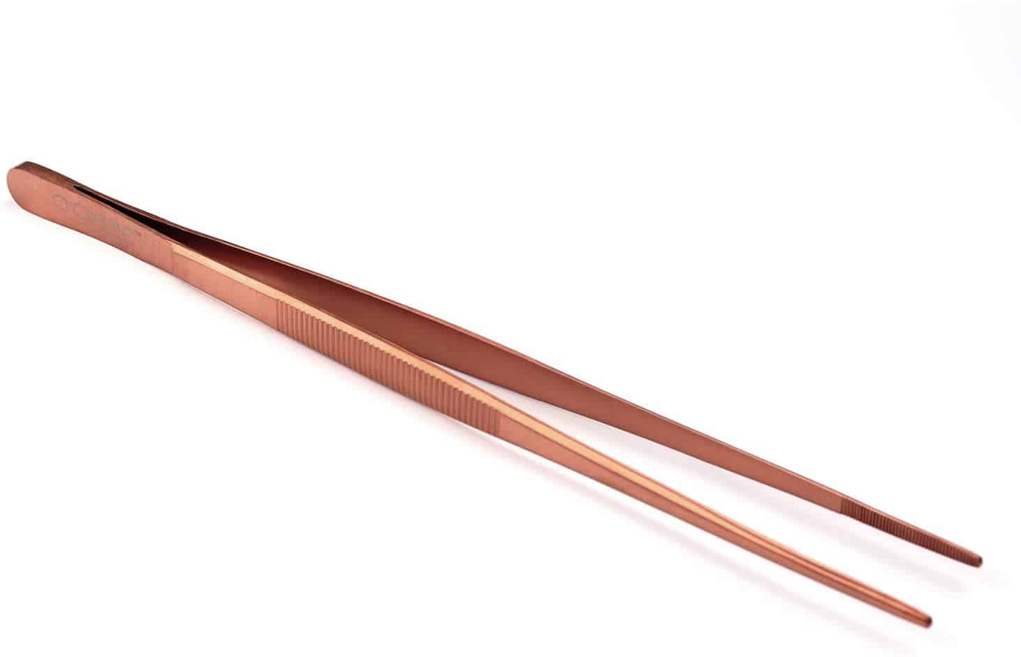 Las mejores pinzas de precisión: pinzas de cocina de acero inoxidable de precisión de oro rosa O'Creme de 10 pulgadas