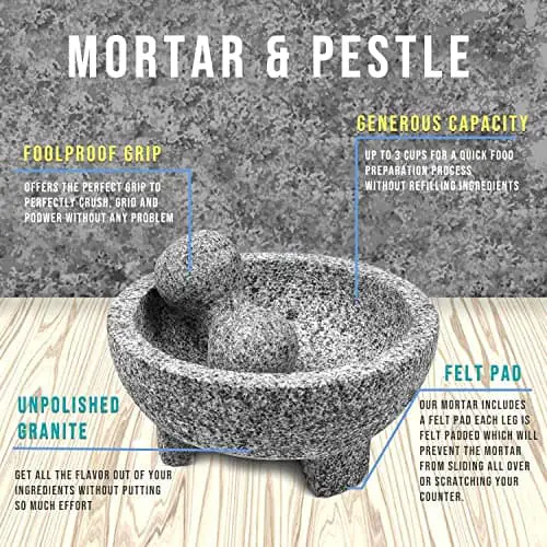 UMIEN Granitmortel och mortelstötar – Bäst för Guacamole