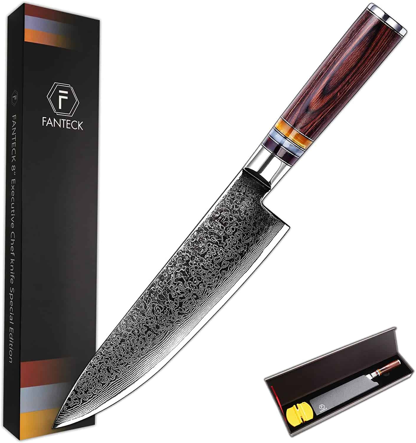 El mejor cuchillo de acero económico VG-10- Cuchillo de cocina FANTECK VG10 Damasco