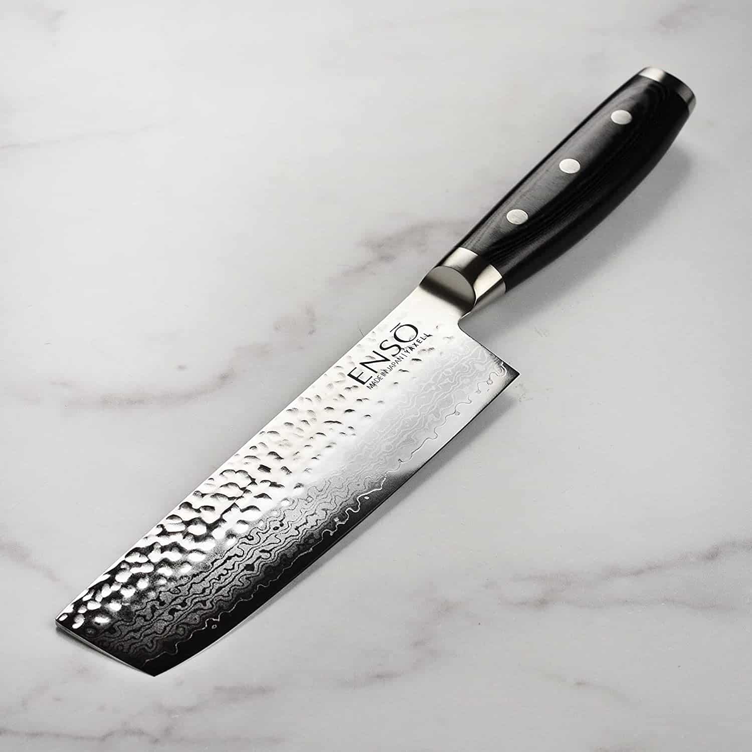 U megliu nakiri d'acciaio VG-10 per i vegetali: Enso HD Series Hammered Damascu