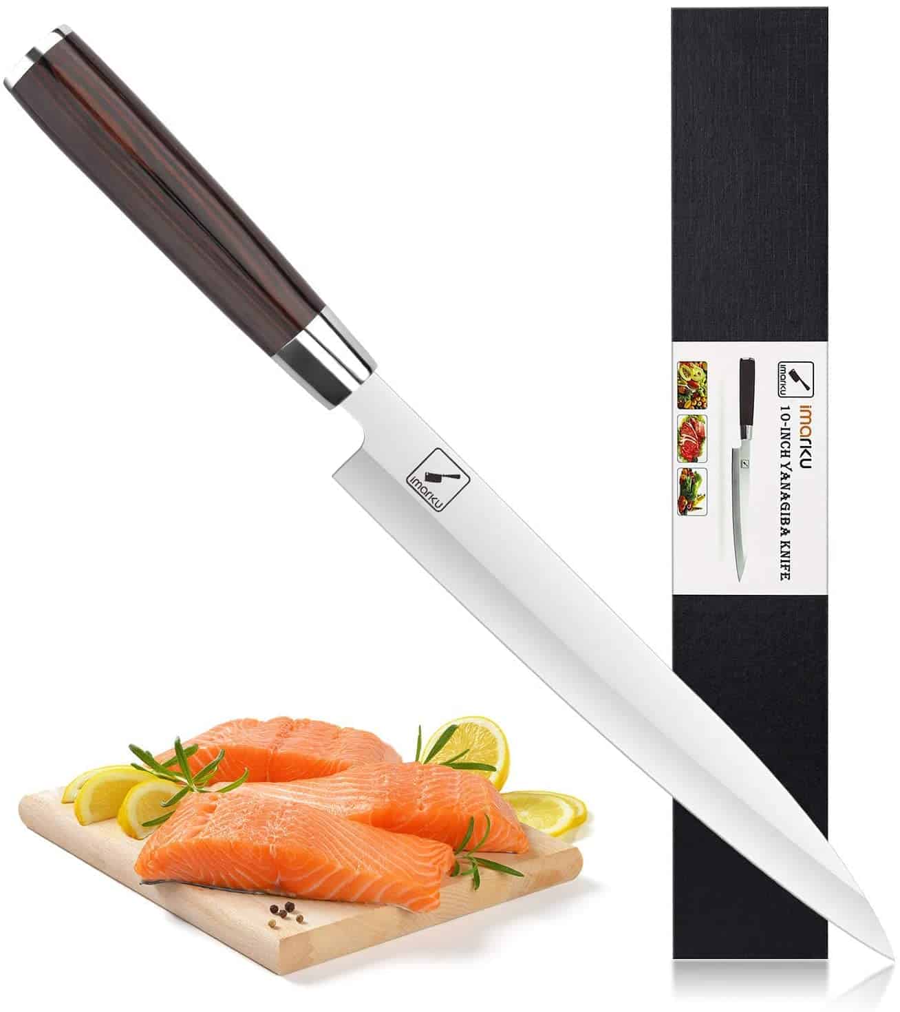 El mejor cuchillo yanagiba en general: cuchillo de sushi profesional de un solo bisel Imarku