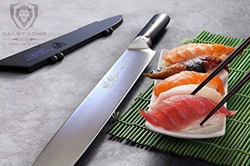 Bästa yanagiba-kniven för kockar - DALSTRONG 9.5 tums enkelfasad blad på bordet