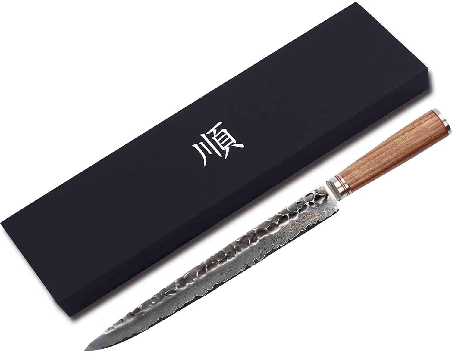 Best yanagiba knife with hammered finish- YOUSUNLONG Fillet knife 12 inch Max with box