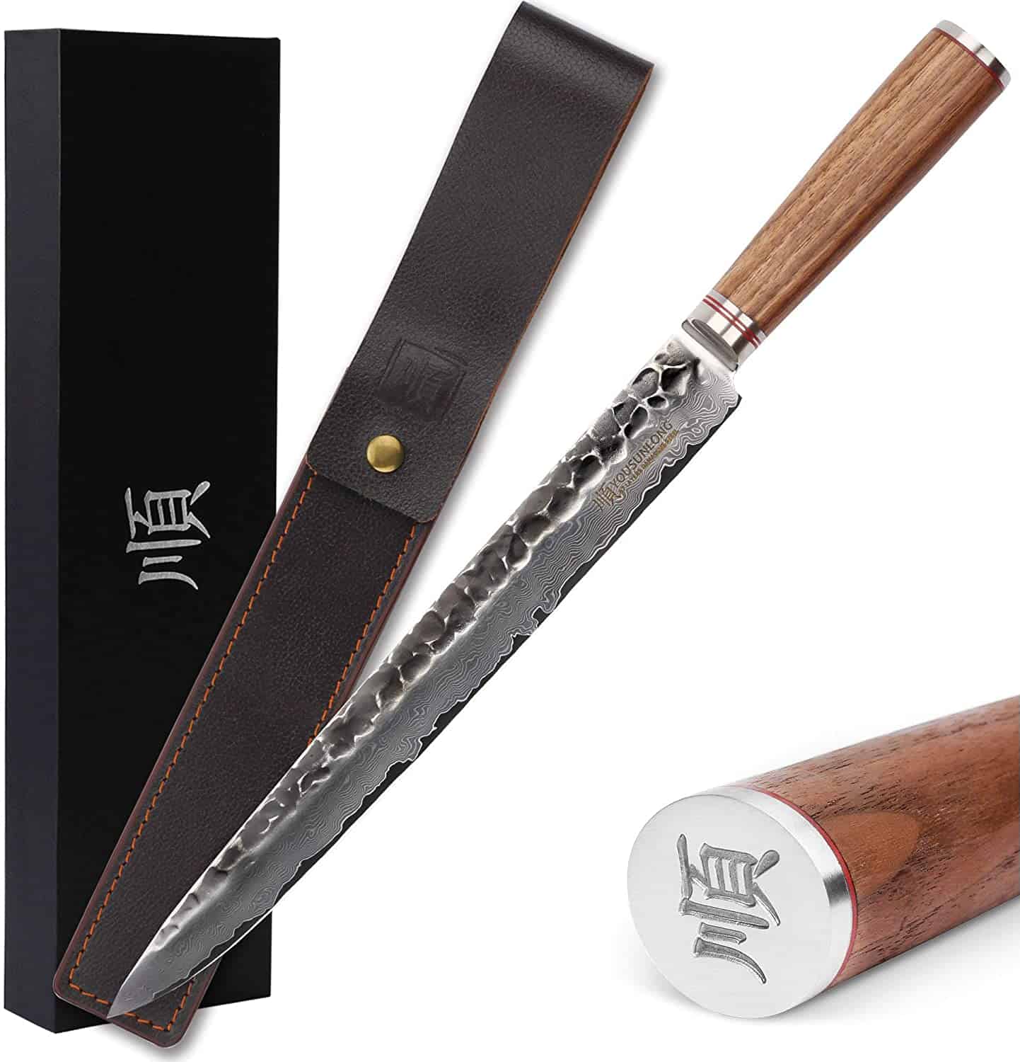 Bästa yanagiba-kniven med hamrad yta- YOUSUNLONG Filékniv 12 tum Max